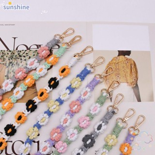 Ssunshine สายคล้องไหล่ ผ้าฝ้ายถัก แฮนด์เมด ลายดอกไม้ หลากสี สําหรับกระเป๋า โทรศัพท์มือถือ