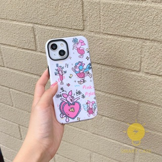 For เคสไอโฟน 14 Pro Max [ Detachable Two-piece Pink Pig] เคส Phone Case For iPhone 14 Pro Max Plus 13 12 11 For เคสไอโฟน11 Ins Korean Style Retro Classic Couple Shockproof Protective TPU Cover Shell