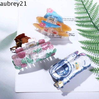 Aubrey1 กิ๊บติดผม รูปดอกทิวลิป ดอกกุหลาบ สีชมพู สไตล์เกาหลี สร้างสรรค์ ขนาดใหญ่