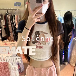 Solenne  เสื้อครอป เสื้อยืดผู้หญิง ครอป baby tee สาวเรโทร 2023 NEW Style ins สวยงาม สไตล์เกาหลี คุณภาพสูง A99J1W7 36Z230909