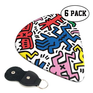 Keith Haring ปิ๊กกีตาร์ 0.71 มม. 6 แพ็ค สําหรับกีตาร์ไฟฟ้า เบส และอะคูสติก