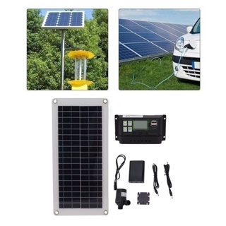  Garding ชุดแผงเซลล์แสงอาทิตย์ Polycrystalline 100A Controller 10W 18V แผงชาร์จพลังงานแสงอาทิตย์พร้อมกล่องแบตเตอรี่ปั๊มสำหรับรถแคมป์ปิ้ง