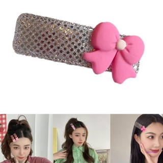 Con กิ๊บติดผม ประดับโบว์ สีชมพู แฮนด์เมด สําหรับผู้หญิง Y2K
