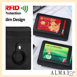 Alma RFID กระเป๋าสตางค์ หนัง PU ใส่บัตรเครดิต Airtag คลิปการ์ด กระเป๋าสตางค์