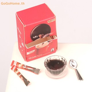 Gogo โมเดลกาแฟจําลอง ขนาดเล็ก 1:12 พร้อมกล่องบรรจุ สําหรับตกแต่งบ้านตุ๊กตา 1 ชุด