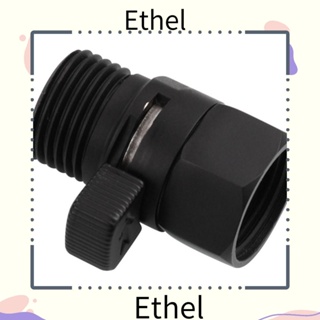 Ethel1 วาล์วปิด วาล์วควบคุมการไหลของน้ํา ทองเหลือง นิกเกิล ปรับได้ พร้อมสวิตช์สั้น หัวฝักบัวอาบน้ํา สีดํา