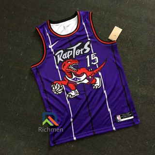 【Swingman】ใหม่ ของแท้ NBA Toronto Raptors สําหรับผู้ชาย #15 เสื้อกีฬาแขนสั้น ลายทีม Vince Carter Jersey สีม่วง