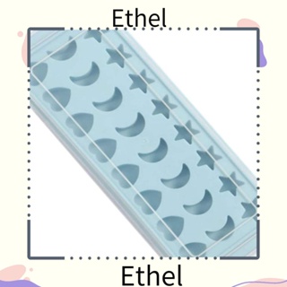 Ethel1 ถาดแม่พิมพ์ซิลิโคน รูปดวงจันทร์ ดาว และหัวใจ 24 ช่อง ขนาด 25*9.8*2.1 ซม. สีฟ้า