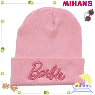 Mih หมวกถักไหมพรม แบบสวมหัว ปักลายแมว สีชมพู สําหรับตุ๊กตาบาร์บี้