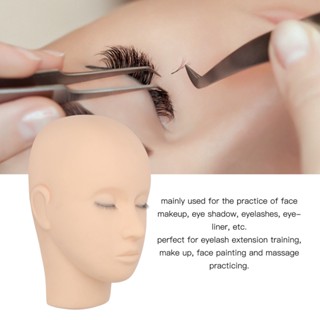 Fun IN Lash Mannequin Head 3 Layers Safe Soft Silicone High Simulation Makeup Practice for Salon Massage Training