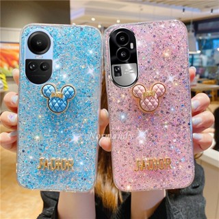 พร้อมส่ง ใหม่ เคสป้องกันโทรศัพท์มือถือใส แบบนิ่ม ลายการ์ตูนหมี ประดับเลื่อม สําหรับ OPPO Reno10 Pro Reno 10 Pro+ Plus 5G 2023