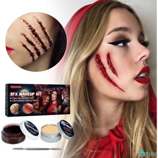 Eelhoe Halloween Makeup Turgers With Fake Wound Scar Gel Horror Atmosphere Halloween Makeup Props TH1