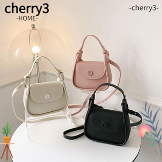 Cherry3 กระเป๋าถือ กระเป๋าสะพายไหล่ สะพายข้าง หนัง Pu ความจุสูง สีพื้น แฟชั่นสําหรับสตรี