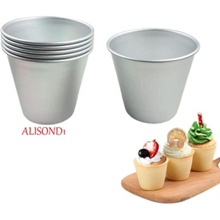 Alisond1 แม่พิมพ์ทาร์ตไข่ มูส ทรงกลม อลูมิเนียมอัลลอยด์ 6 ชิ้น