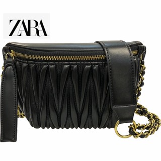 Zara กระเป๋าคาดอก กระเป๋าคาดเอว แต่งจับจีบ ขนาดเล็ก เข้ากับทุกการแต่งกาย แฟชั่นยอดนิยม สไตล์ตะวันตก สําหรับผู้หญิง