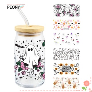 Peonypavilion สติกเกอร์แก้ว ลายผี ฮาโลวีน ทนความร้อนสูง DIY สําหรับติดตกแต่งขวดแก้ว