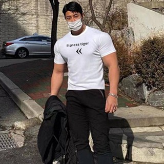 New Fashion Brand Sports Quick-Drying Mens T-shirt Short Sleeve All-Matching Slim Fit round Neck Breathable Bottoming Casual Muscle Workout Clothes AJuS