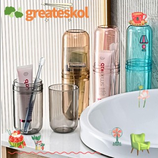 Greateskol 2 in 1 ถ้วยพลาสติกใส แบบพกพา สําหรับใส่แปรงสีฟัน