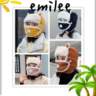 Emilee หมวกคลุมหู ผ้ากํามะหยี่ กันลม แฟชั่นฤดูใบไม้ร่วง และฤดูหนาว