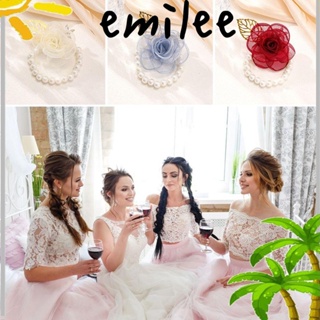 Emilee 2 ชิ้น เจ้าสาว ข้อมือ ดอกไม้ งานแต่งงาน งานพรอม แฟชั่น ไข่มุก พลอยเทียม มือ ดอกไม้ สร้อยข้อมือ งานพรอม เจ้าสาว อุปกรณ์เสริมผ้า มือ ดอกไม้