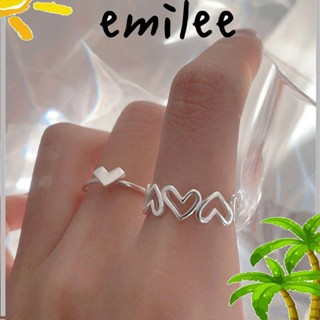 Emilee แหวนแฟชั่น รูปหัวใจน่ารัก แบบเปิด เครื่องประดับ สําหรับงานปาร์ตี้