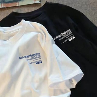 เสื้อคู่รักชายหญิงเกาหลี oversize สวมใส่สบาย สไตล์คลาสสิก พิมพ์ลายตัวอักษร เสื้อยืดโอเวอร์ไซส์ผู้ชาย ตัวใหญ่