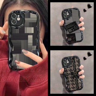 เคส iPhone 14 13 12 11 Pro Max X XR XS Max 8 7 Plus SE 2020 iPhone14 ProMax iPhone13 iPhone12 iPhone11 iPhone8 8Plus iPhone7 7Plus 3D Relief Frame Stripe Soft Black Case