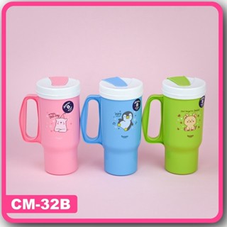 Eskimo แก้วน้ํามีหูจับ 32 oz  เก็บความเย็น CM-32B น สีสันสดใส เกรด A ฝาปิดสไลค์ พร้อมมีรูสามารถใส่หลอด