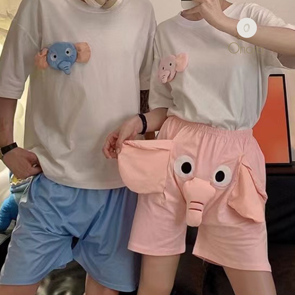 กางเกงขาสั้น ยางยืด ทรงหลวม ลายช้างดัมโบ้น่ารัก สีสวย เนื้อผ้านิ่ม