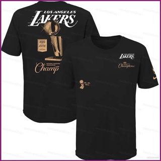 เสื้อยืดแขนสั้น คอกลม พิมพ์ลาย NBA Champion Lakers Fan NP2 2020 พลัสไซซ์ สําหรับผู้ชาย และผู้หญิง PN2