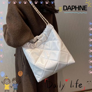 Daphne กระเป๋าถือ กระเป๋าสะพายไหล่ หนัง Pu ทรงโท้ท ความจุสูง สีพื้น สไตล์มินิมอล สําหรับสตรี