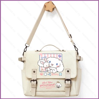 Sq2 Sanrio Cinnamoroll กระเป๋าสะพายไหล่ กระเป๋าถือ ผ้าแคนวาส ลายการ์ตูนอนิเมะน่ารัก แฟชั่น ความจุขนาดใหญ่ สําหรับนักเรียน