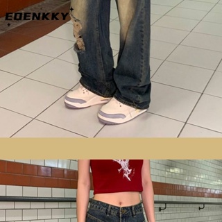 EOENKKY กางเกงขายาว กางเกงยีสน์ผู้หญิง ทรงหลวม ๆ ตรง Retro Hip Hop Pants 2023 NEW Style  Korean Style ทันสมัย สบาย fashion A27L0B8 36Z230909