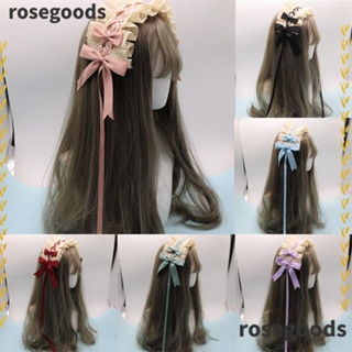 Rosegoods1 ที่คาดผมลูกไม้ ริบบิ้นลูกไม้ โกธิค โบ ที่คาดผม ตกแต่งผมหวาน คอสเพลย์ ผ้าโพกศีรษะแม่บ้าน