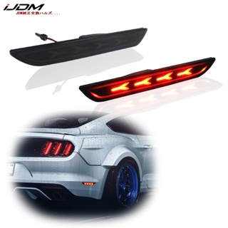 Ijdm ไฟ LED 3D สีแดงควัน ติดกันชนหลัง 12V สําหรับ Ford Mustang 2010 2011 2012 2013 2014 2015 2016 2017 2018 2 ชิ้น