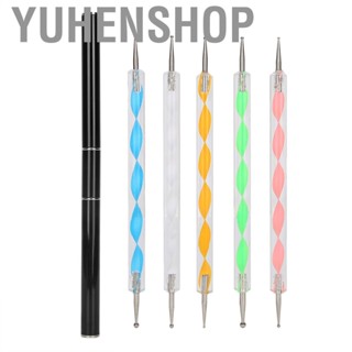 Yuhenshop Nail Art Dotting Pen Manicure Tool Set Double‑End UV Gel Painting CRY