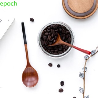 Epoch ช้อนไม้ หัวกลม ช้อนชา คุณภาพสูง ด้ามไม้ ช้อนกาแฟ ขนมหวาน เครื่องครัว