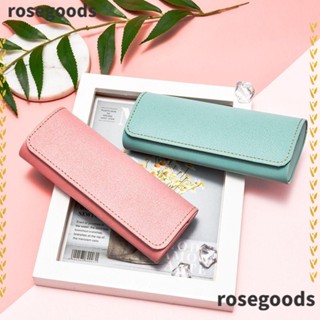 Rosegoods1 กล่องหนัง PU แบบพกพา สะดวก สําหรับใส่แว่นตา