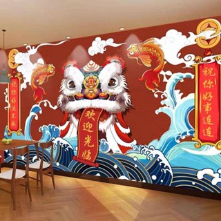 สติกเกอร์วอลเปเปอร์ ลายหม้อไฟ ไพ่นกกระจอก สไตล์จีน สําหรับตก…