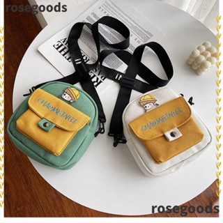 Rosegoods1 กระเป๋าสะพายข้าง ผ้าแคนวาส ขนาดเล็ก พิมพ์ลายการ์ตูน ลําลอง