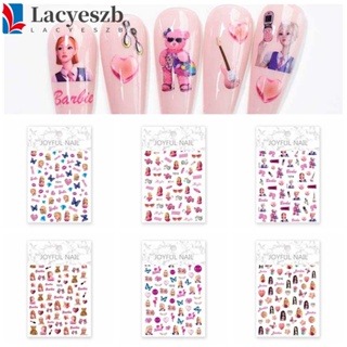 Lacyeszb สติกเกอร์ ลายการ์ตูนบาร์บี้ เจ้าหญิง สําหรับตกแต่งเล็บ DIY