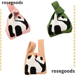 Rosegoods1 กระเป๋าถือ กระเป๋าช้อปปิ้ง ผ้าถัก ลายสก๊อต ขนาดเล็ก สําหรับผู้หญิง