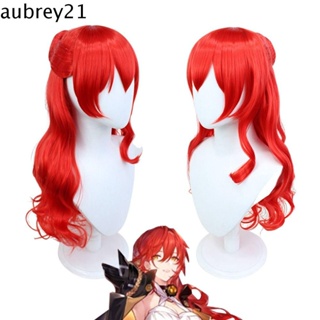 Aubrey1 Honkai Star Rail วิกผมคอสเพลย์ Himeko วิกผมยาวหยิก สีแดงธรรมชาติ สําหรับผู้หญิง