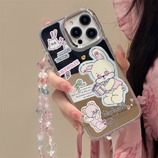 [พร้อมส่ง] เคสโทรศัพท์มือถือ แบบกระจก ลายการ์ตูน Three-in-One สําหรับ Apple iPhone 15 14 13 12 11 PROMAX XS XR XSMAX SE2020 6 7 8PLUS MINI