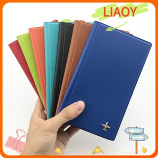 Liaoy ปกหนังสือเดินทาง กระเป๋าสตางค์ หนัง PU มัลติฟังก์ชั่น ป้องกันบัตรเครดิต สําหรับผู้ชาย