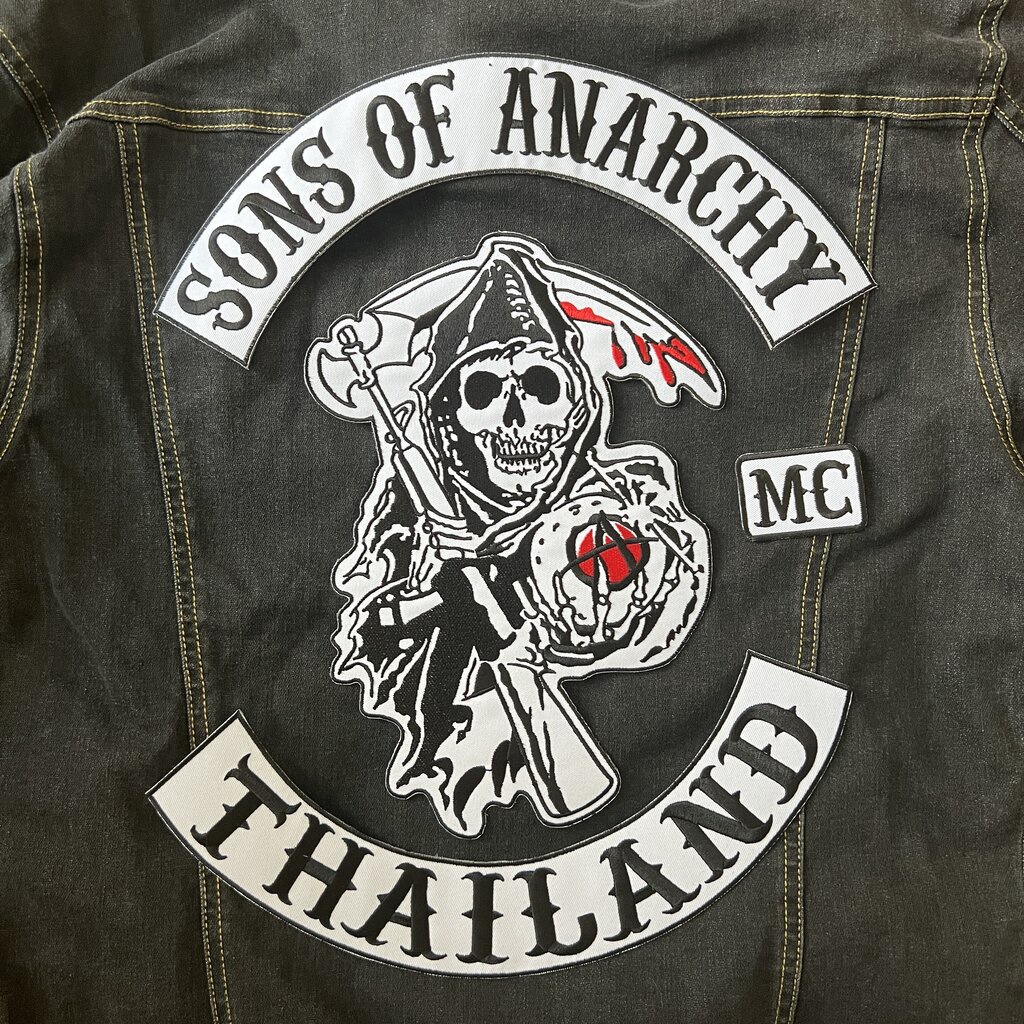 Set 4 ชิ้น Sons Of Anarchy ตัวรีดติดเสื้อ อาร์มรีด อาร์มปัก ตกแต่งเสื้อผ้า แจ๊คเก็ตยีนส์ Embroidered Iron on Patch ขน…