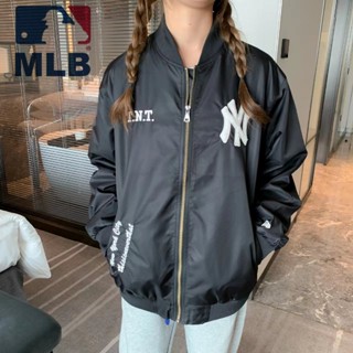 Mlb100% เสื้อแจ็กเก็ตบอมเบอร์ ผ้าไนล่อน ปักลาย สไตล์วินเทจ สตรีท สําหรับผู้หญิง