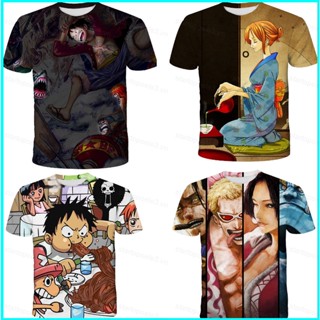 Star3 เสื้อยืดแขนสั้นลําลอง ทรงหลวม พิมพ์ลายอนิเมะ One Piece Luffy Nami 3D พลัสไซซ์ สําหรับผู้ชาย และผู้หญิง