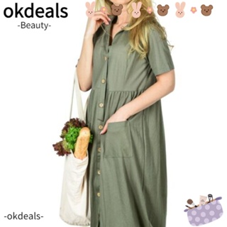 Okdeals กระเป๋าถือ ผ้าแคนวาส ทรงโท้ท ใช้ซ้ําได้ สําหรับผู้หญิง