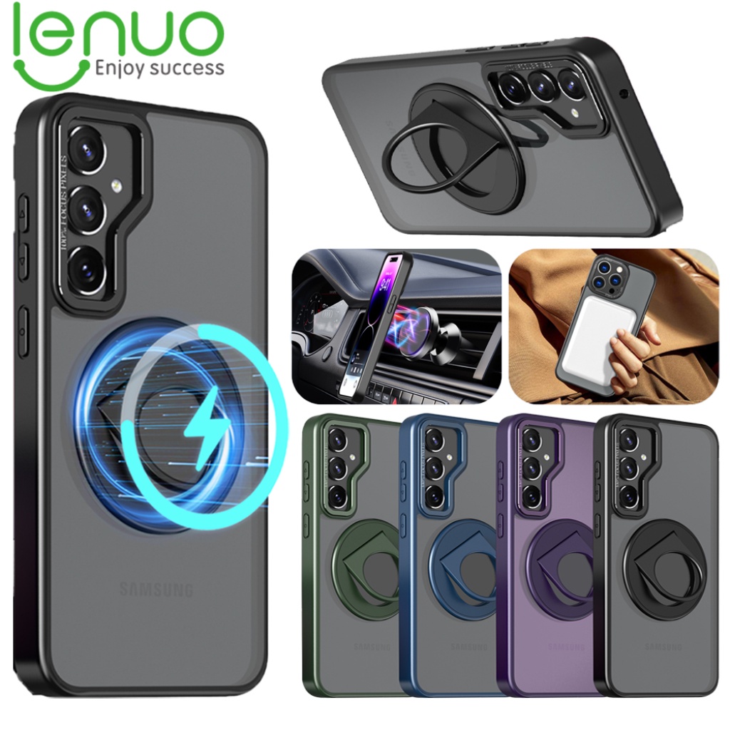 Lenuo เคสโทรศัพท์มือถือ กันกระแทก พร้อมแหวนแม่เหล็กตั้งโทรศัพท์ สําหรับ Samsung Galaxy S23 S22 Ultra Plus S23+ S22+ 5G Case